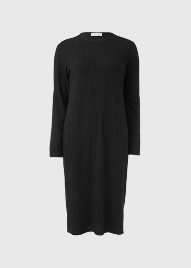 Black Ribbed Midi Dress