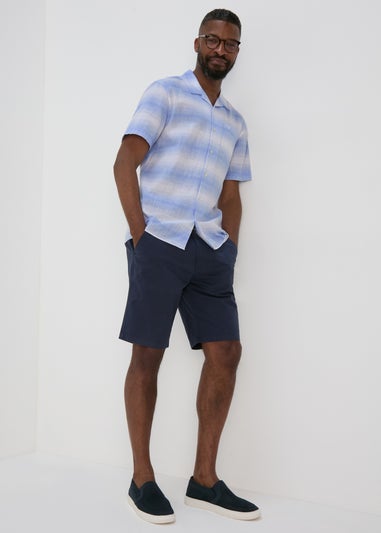 Lincoln Blue Horizontal Stripe Slub Shirt