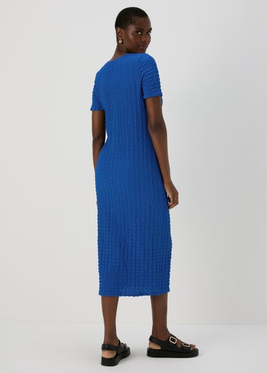 Blue Textured Midi Dress