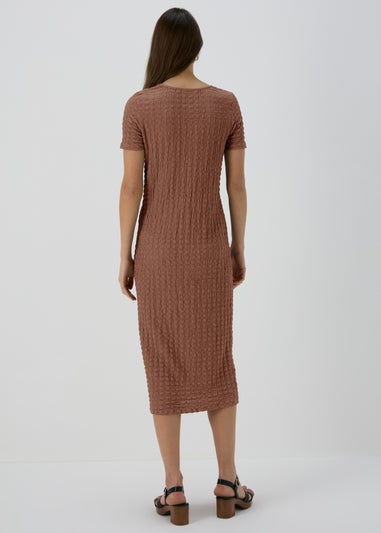 Brown Hyper Texture Midi Dress