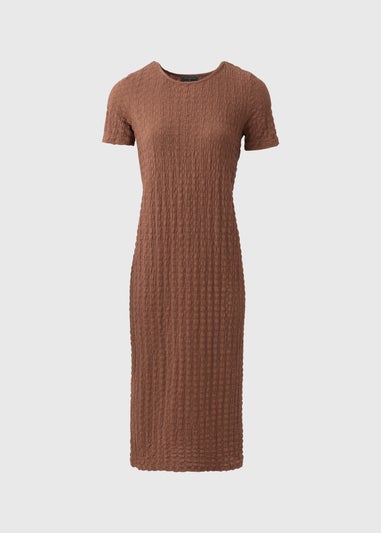 Brown Hyper Texture Midi Dress