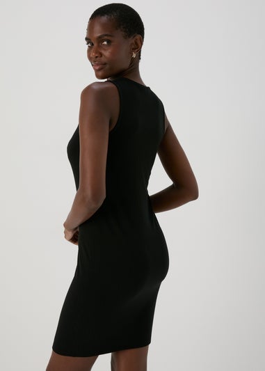 Black Racer Ribbed Mini Dress