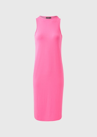 Pink Racer Ribbed Midi Dress