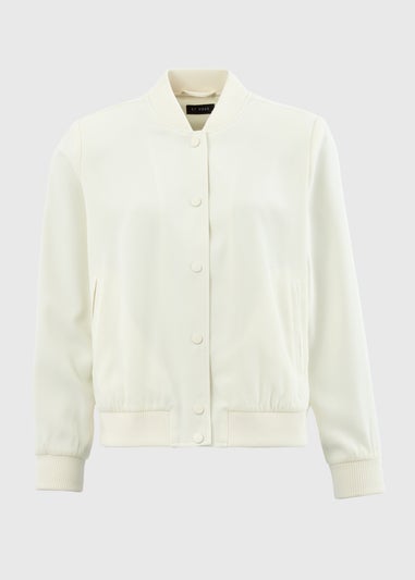 Ivory Crepe Bomber Jacket