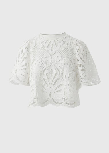 Et Vous White Lace Box Top