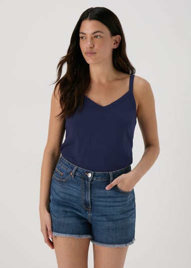 Navy Frill Plain Cami