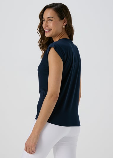 Navy Zip Front Top