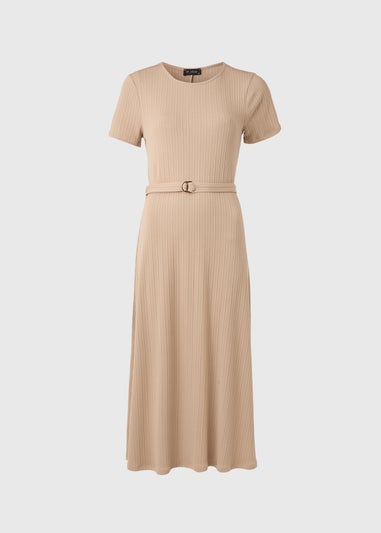 Et Vous Beige 3/4 Sleeve Midi Jersey Dress