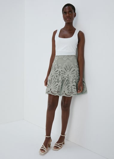 Et Vous Mint Lace Mini Skirt