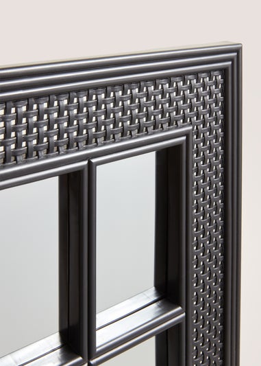 Black Rattan Effect Mirror (75cm x 46cm x 2.5cm)