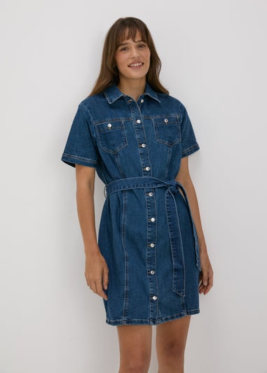 Dark Wash Denim Utility Dress