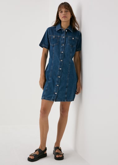 Dark Wash Denim Utility Dress