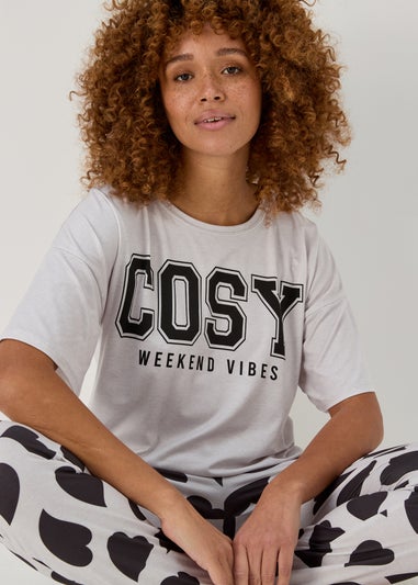 Black & White Cosy College Pyjama Set