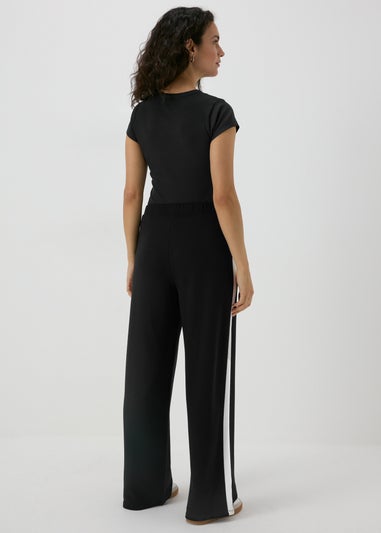 Black Side Stripe Wide Leg Trousers