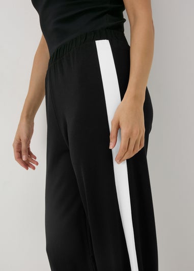 Black Side Stripe Wide Leg Trousers