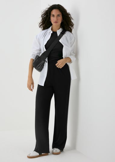 Black Side Stripe Wide Leg Trousers