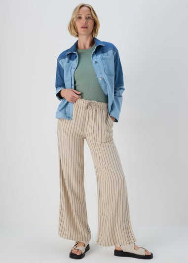 Stone Stripe Wide Leg Trousers