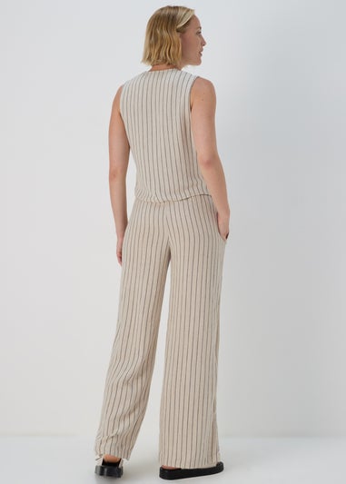 Stone Stripe Wide Leg Trousers