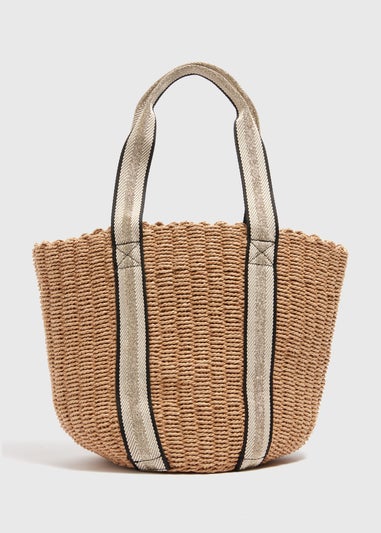 Natural Gold Trim Webbing Basket