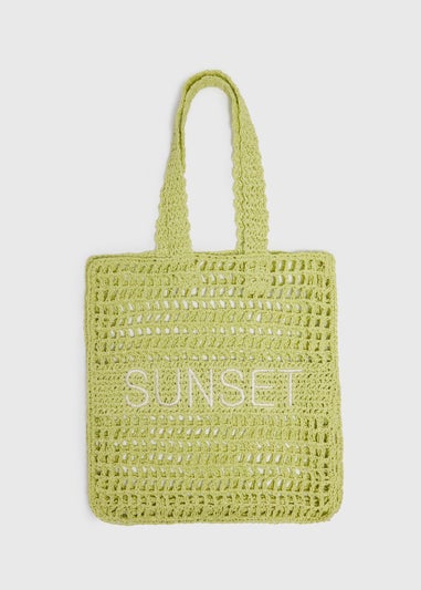 Lime Sunset Shopper Straw Bag