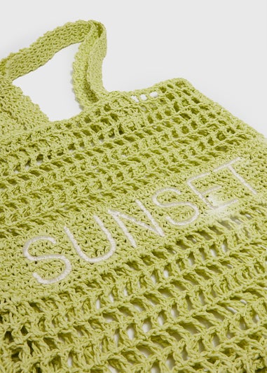 Lime Sunset Shopper Straw Bag