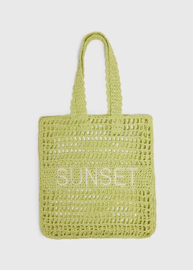 Lime Sunset Shopper Straw Bag