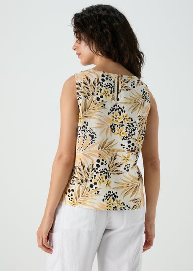 Multicolour Print Linen Vest