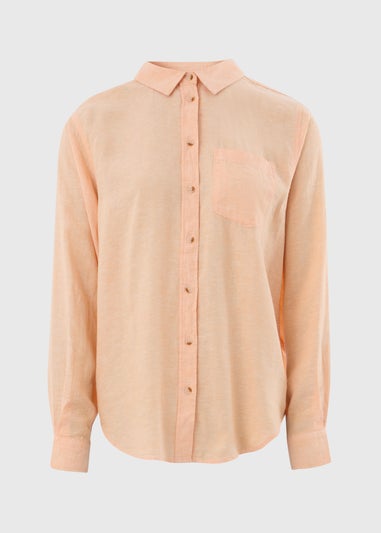 Orange Solid Linen Shirt