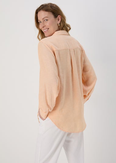 Orange Solid Linen Shirt