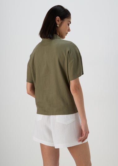Khaki Linen Short Box Shirt