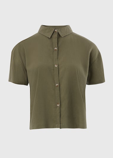 Khaki Linen Short Box Shirt