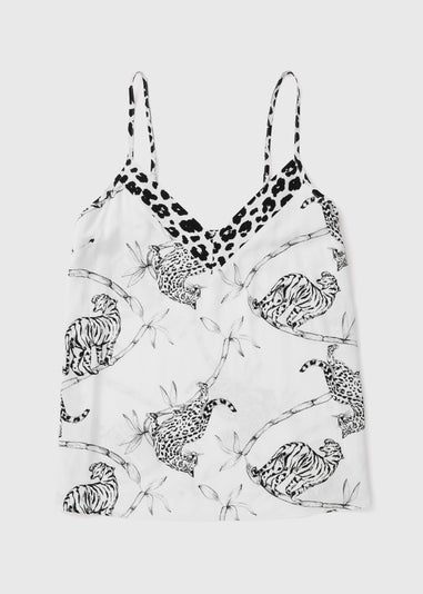 Cream Animal Print Viscose Cami Pyjama Top