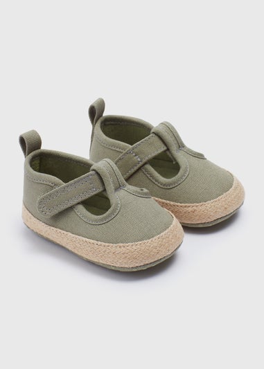 Baby Khaki T Bar Canvas Shoes (Newborn-18mths)