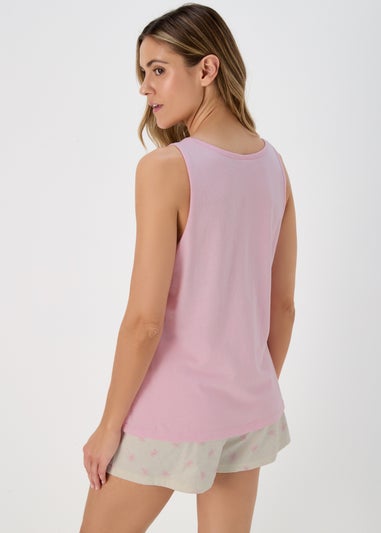 Pink Ribbed Vest & Shorts Viscose Pyjama Set