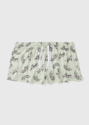 Cream Animal Print Pyjama Shorts