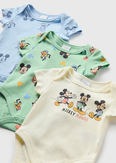 Disney Baby 3 Pack Blue Mickey Mouse Bodysuits (Tiny Baby-18mths)