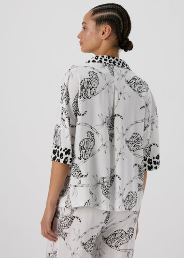 Cream Animal Print Viscose Pyjama Top