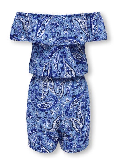 ONLY Girls Blue Paisley Playsuit (6-14yrs)