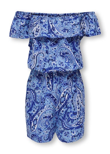 ONLY Girls Blue Paisley Playsuit (6-14yrs)