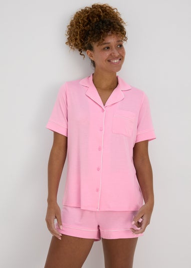 Pink Piped Jersey Pyjama Set