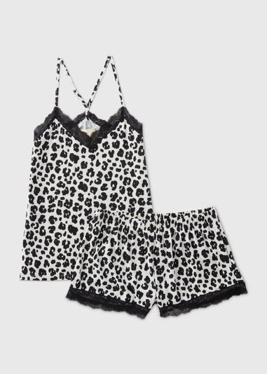 Cream Leopard Print Cami Top & Shorts Set