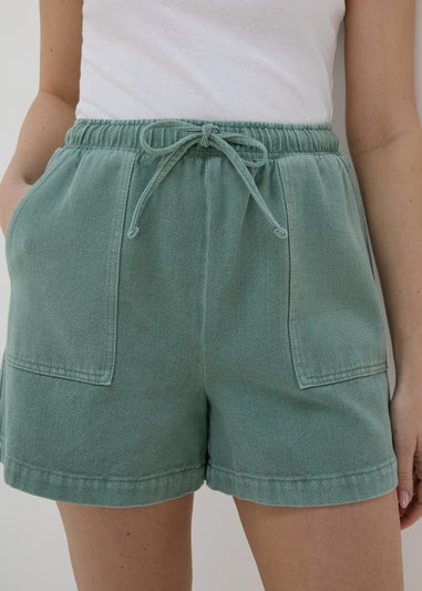 Khaki Utility Tie Waisted Shorts