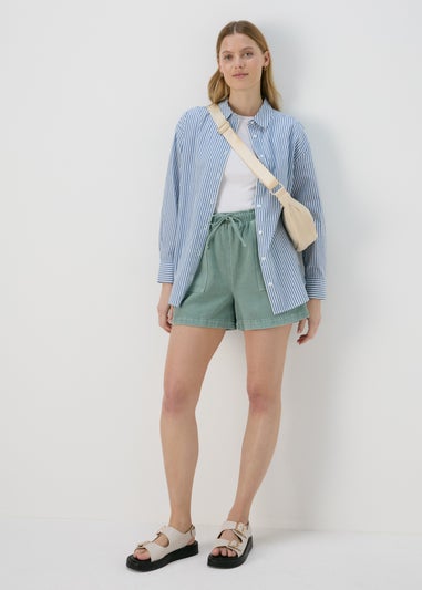 Khaki Utility Tie Waisted Shorts