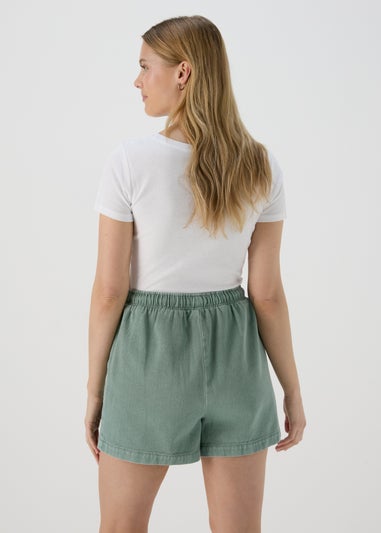 Khaki Utility Tie Waisted Shorts