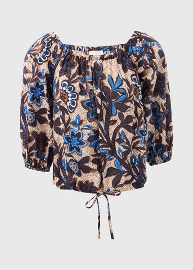 Blue Floral Bardot Top