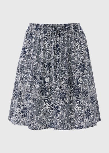 Blue Co Ord Floral Mini Skirt