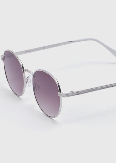 Silver Classic Round Lens Metal Nose Sunglasses