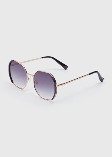 Hexagon Black Trim Sunglasses