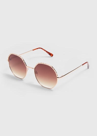 Hexagon Tortoise Gold Sunglasses