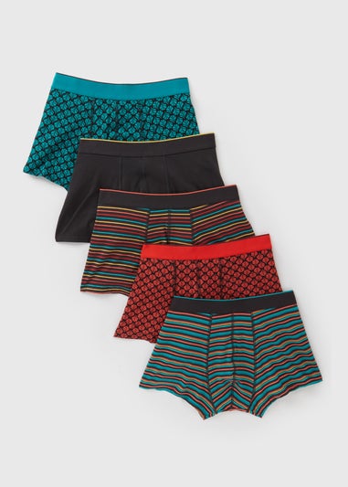 5 Pack Multi-Coloured Hipster Trunks